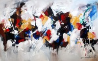 Mashkoor Raza, 30 x 48 Inch, Oil on Canvas, Abstract Painting, AC-MR-215